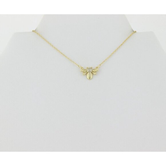 Gold Over Sterling Silver Bee Necklace 15 1/2" to 18" Minimalist - Picture 8 of 8
